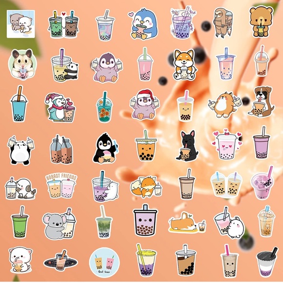 Kawaii Bubble Tea 12 Vinyl Stickers - Mystery Bundle - Picture 2 of 6